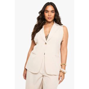Blazer Sans Manches Longline Sur-Mesure "Plus" - Gris Pierre - 44, Gris Pierre