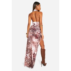 Jupe Maxi À Imprimé Floral Varié Et Ceinture Rabattable - Nude - 38, Nude