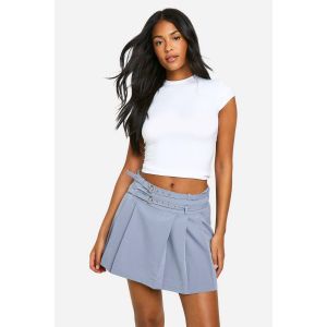 Mini-Jupe Longue Plissée Avec Ceinture À Boucle - Gris - 44, Gris