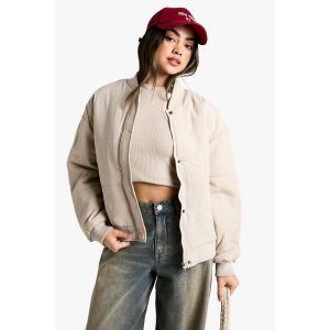 Veste Bomber À Effet Froissé - Gris Pierre - 42, Gris Pierre