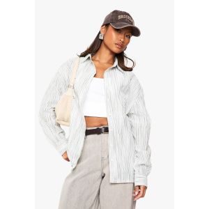 Chemise Oversize À Rayures Floues - Vert Kaki - 38, Vert Kaki