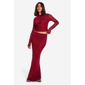 Jupe Maxi En Mesh - Rouge Bordeaux - 40, Rouge Bordeaux