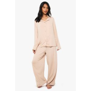 "Petite" Ensemble Pyjama Chemise À Manches Longues & Pantalon - Gris Pierre - 40, Gris Pierre