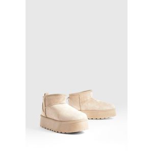 boohoo Femmes Platform Mini Cosy Boots | Moka | Taille: 41