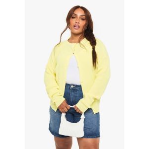 Cardigan À Col Rond En Maille Fine "Plus" - Citron - 44, Citron