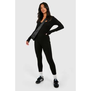 "Petite" Combinaison Tricotée À Encolure Échancrée - Noir - L, Noir