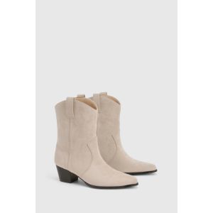 Bottes Cowboy Western À La Cheville Avec Détail Onglet En Synthétique - Beige - 37, Beige