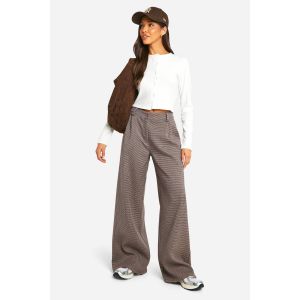Check Pantalon Dad À Coupe Décontractée À Carreaux - Noir - 44, Noir