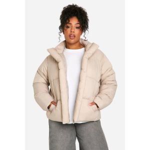 Veste Puffer Grande Taille À Col Entonnoir - Gris Pierre - 56, Gris Pierre