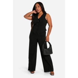 "Plus" Super Stretch Gilet Et Pantalon Droit À Couture Frontale - Noir - 54, Noir