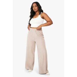Pantalon Grande Taille À Taille Élastiquée Et Jambe Large - Marron Moka - 52, Marron Moka