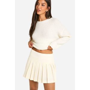 Jupe De Tennis Plissée Tissée À Taille Mi-Haute - Bone - 40, Bone
