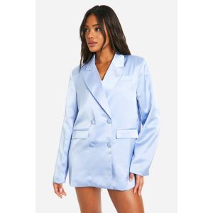 Blazer Longline En Satin - Bleu Ciel - 34, Bleu Ciel
