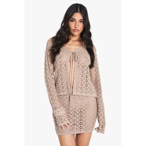 Jupe Mini En Crochet - Marron Moka - L, Marron Moka