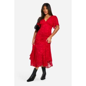 Robe Mi-Longue À Motif Cachemire Et Motif Jacquard - Rouge - 42, Rouge