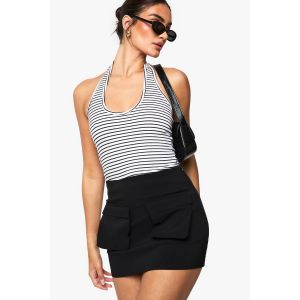 Mini-Jupe Cargo Bengaline À Détails De Poches - Noir - 42, Noir
