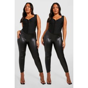 "Plus" 2 Pack Leggings Effet Mouillé À Taille Haute - Noir - 52, Noir