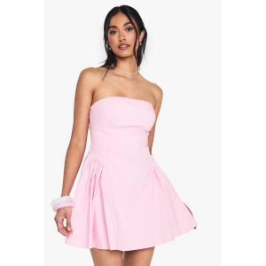 Robe Mini Skater Bandeau En Popeline - Rose Clair - 46, Rose Clair