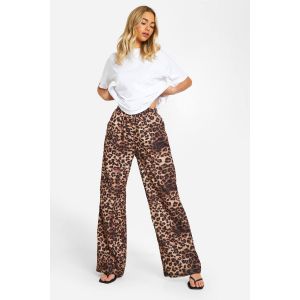 Leopard Pantalon À Jambes Larges À Taille Nouée - Marron - 40, Marron