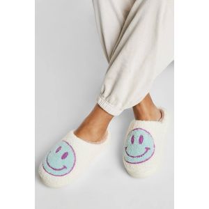 Chaussons Borg Happy Face - Bleu - M, Bleu