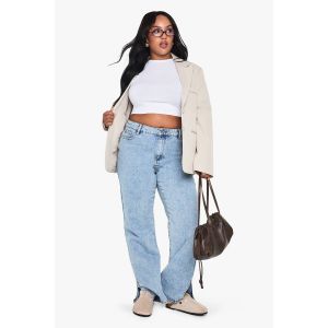 "Plus" Basics Jeans À Ourlet Fendu Et Jambe Droite Pour Grandes Tailles - Bleu Clair - 24/30L, Bleu Clair