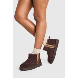 Ultra Mini Bottines Brodées Confortables - Marron Chocolat - 37, Marron Chocolat