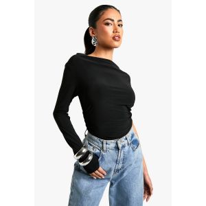 Combinaison Moulante Drapée À L'Avant Avec Épaule Slinky Twist - Noir - 40, Noir