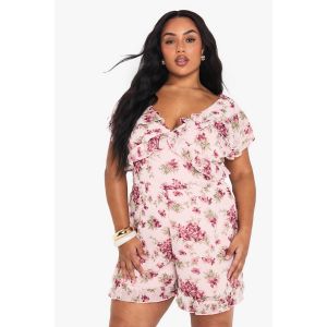 "Plus" Combinaison Florale En Chiffon "Plus" - Rose - 56, Rose