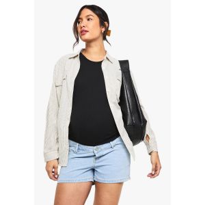 Shorts En Jean De Maternité Avec Ceinture Élastique Au-Dessus Du Ventre - Bleu - 36, Bleu