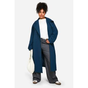 Trench-Coat Ceinturé Grande Taille - Bleu Foncè - 46, Bleu Foncè