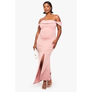 "Plus" Robe Maxi Portefeuille Bardot À Fronces - Nude/Coquille D'Œuf - 50, Nude/Coquille D'Œuf