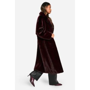 Manteau En Synthétique Bicolore De Luxe - Rouge Bordeaux - 40, Rouge Bordeaux