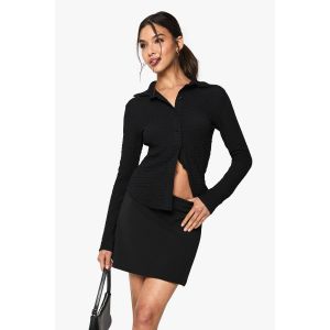 Chemise À Boutons Texturés - Noir - 44, Noir