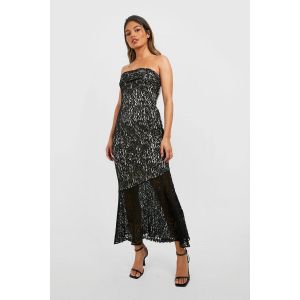 Robe Midaxi En Dentelle Bandeau - Noir - 46, Noir