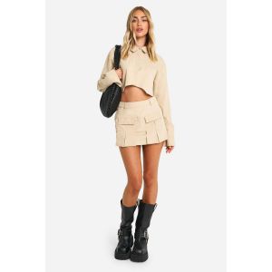 Jupe Mini Avec Détails De Poche Plissés - Gris Pierre - 38, Gris Pierre