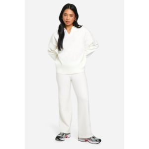 "Petite" - Ensemble Avec Pull Rayé Et Pantalon - Blanc Cassé - L, Blanc Cassé