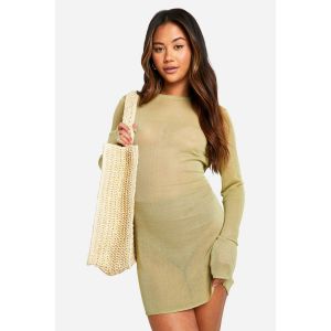 Sheer Fine Knit Micro Mini Dress - Vert Kaki - 40, Vert Kaki
