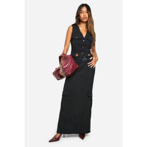 Détail Jupe Maxi Cargo - Noir - 40, Noir