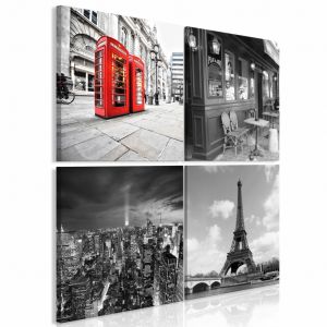Tableau mural Holiday Postcards - Black and White Photos From London and Paris