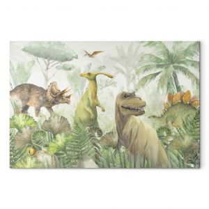 Cadre moderne Dinosaurs - Watercolor Reptiles in the Prehistoric Green Jungle
