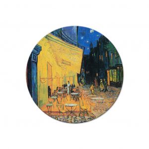 Tableau rond Caf&eacute; Terrace at Night, Vincent Van Gogh - View of a French Street