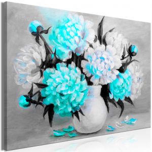 Tableau Bouquet de pivoines turquoises - nature morte avec accent de couleur