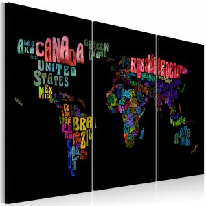 Tableau sur toile Noms des pays - triptyque