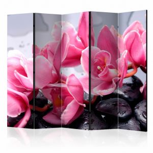 Paravent design Orchid flowers with zen stones II [Room Dividers]