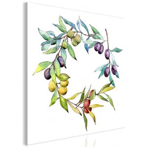 Tableau moderne Olive Wreath - Hand-Painted Kitchen Theme in Bright Colors