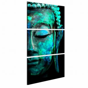 Tableau Visage du Bouddha - un fragment du visage aux couleurs vert et bleu