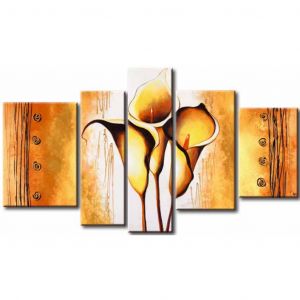 Tableau sur toile Kalanchoé en vedette (5 pièces) - motif floral, fleur jaunes
