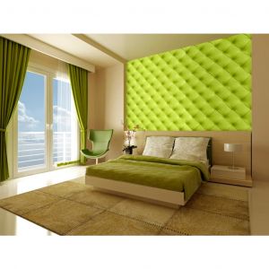 Papier peint adh&eacute;sif Capitonn&eacute;: D&eacute;tente citronn&eacute;e - motif matelass&eacute; &agrave; la mode avec texture de cuir