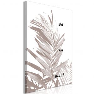 Tableau décoratif Un palmier - un paysage dans le style scandinave avec un texte noir en anglais et avec des feuilles de palmier en arrière-plan
