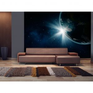 Papier peint adh&eacute;sif Ciel: Cr&eacute;ation du monde - paysage sombre de l'espace avec des &eacute;toiles